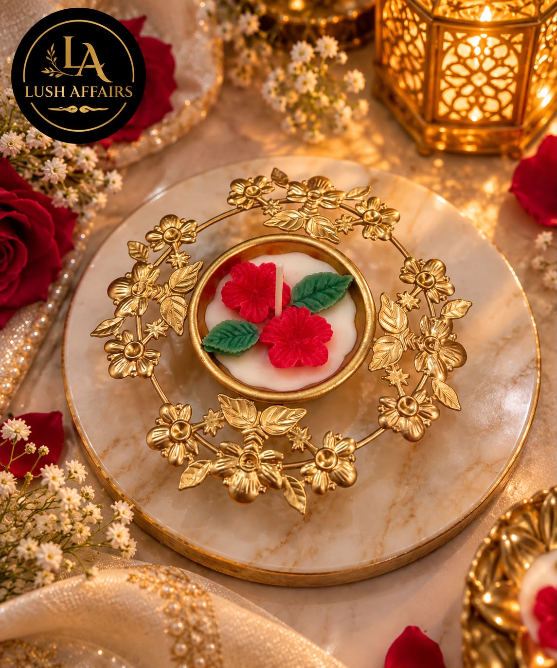 Golden Floral Elegance Urli