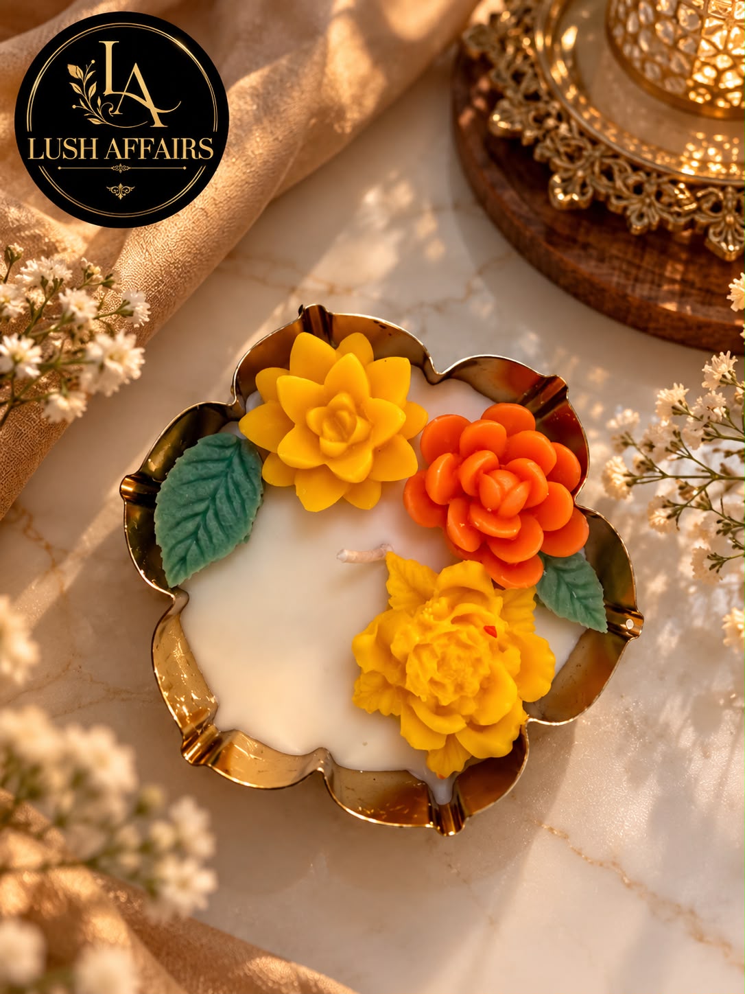 Golden Sunshine Floral Urli 3.5 inch