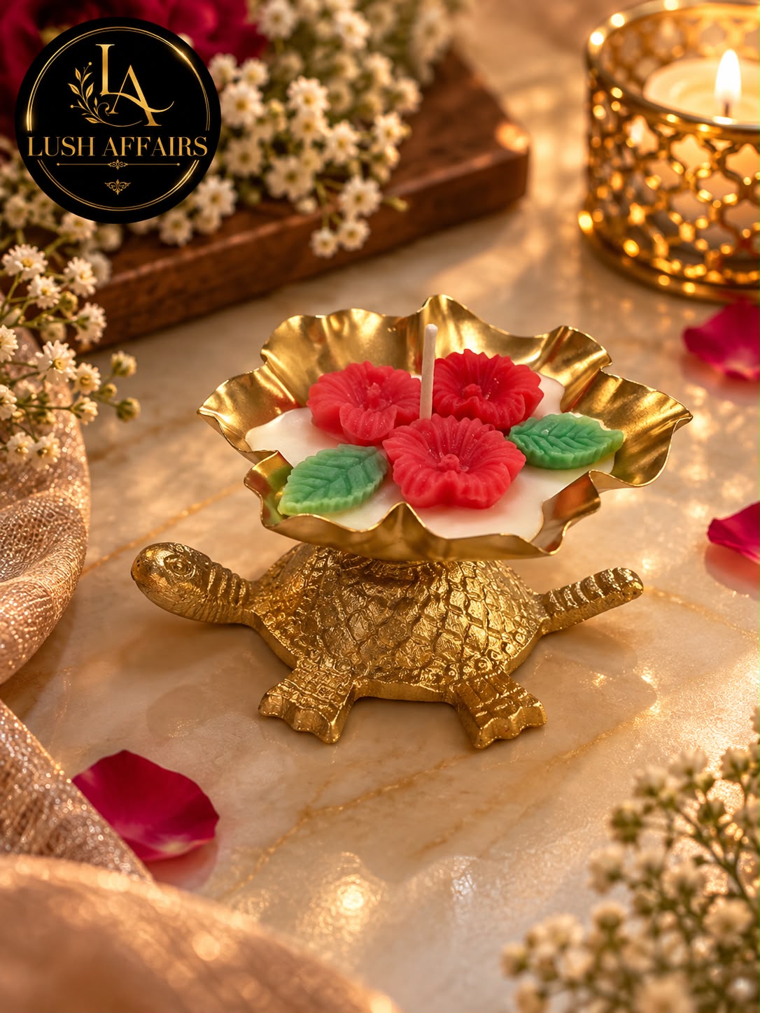 Golden Turtle Bloom Urli