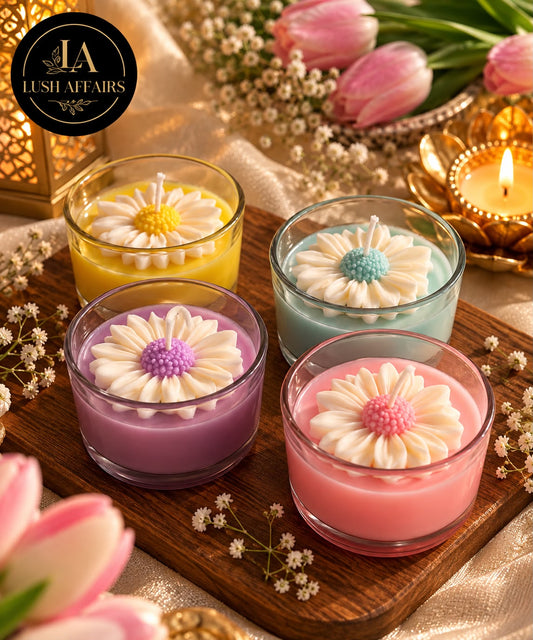 Blooming Daisy Glass Candle Set